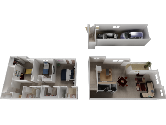 Floor plan for 3 beds, 2.5 baths, 1560 sqft